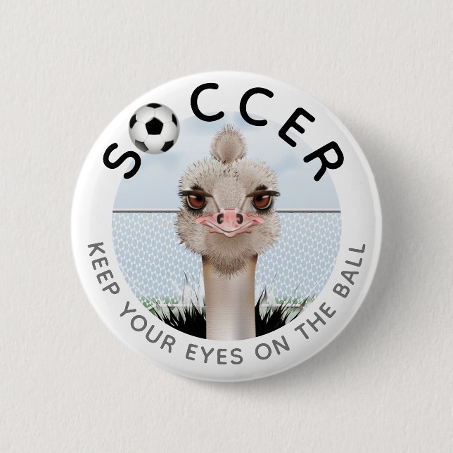 Ostrich Soccer 2 Inch Round Button (Front)