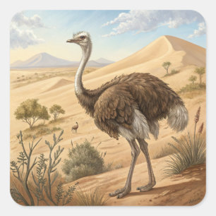 ostrich square sticker