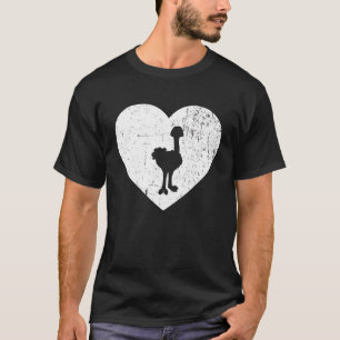 Ostrich Vintage White Heart Animal Valentines Da T-Shirt