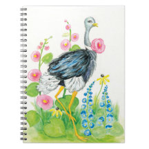 Ostrich watercolor rose