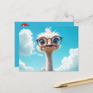 Ostrich Wearing Eyeglasses Postcard
