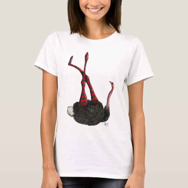 Ostrich with Striped Leggings T-Shirt (Front)