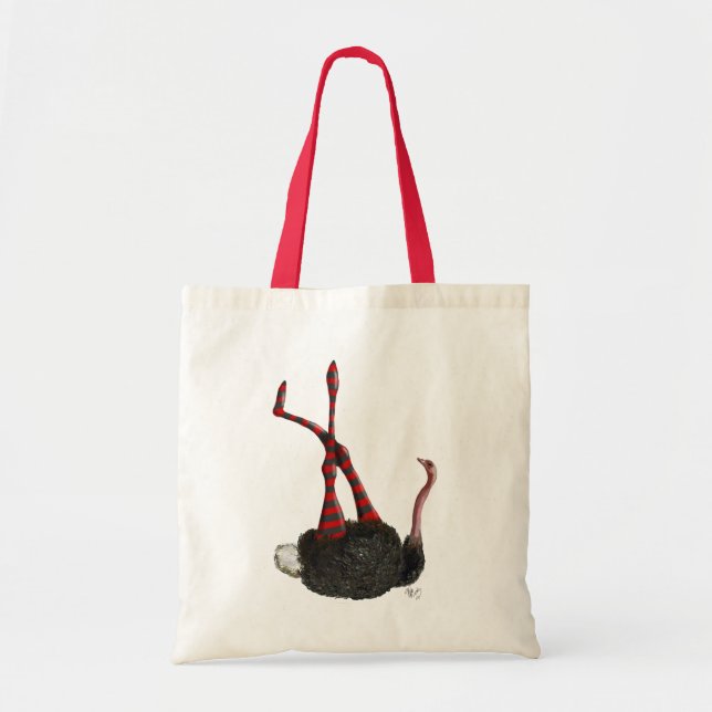 Ostrich with Striped Leggings Tote Bag (Front)