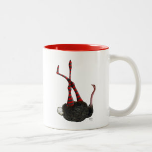 Ostrich with Striped Leggings Two-Tone Coffee Mug