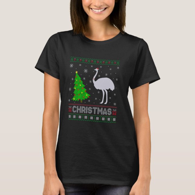 Ostrich Xmas Tree Lighting Ugly Christmas Sweater (Front)