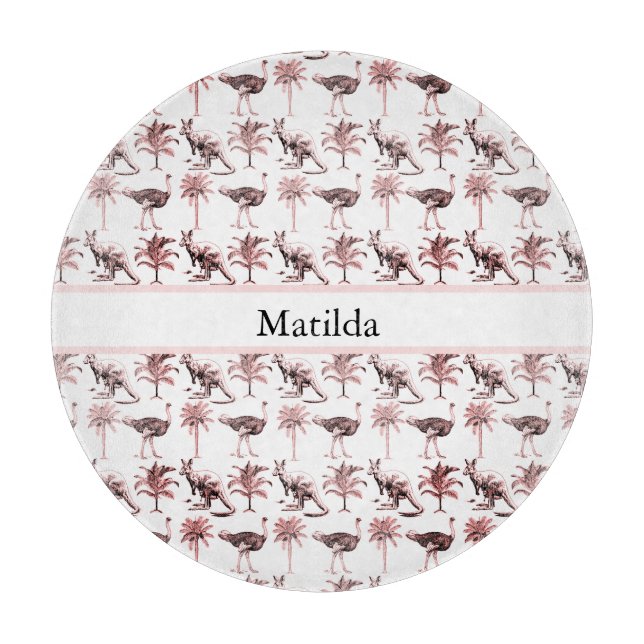 Ostriches and kangaroos, customizable  cutting board (Front)