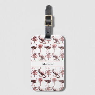 Ostriches and kangaroos, customizable luggage tag
