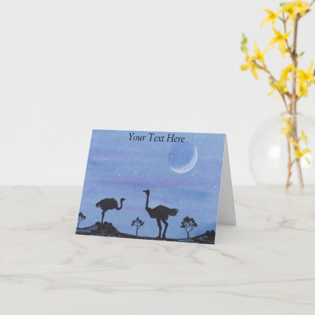 Ostriches Card (Yellow Flower)
