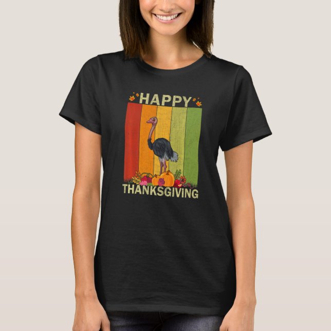 Ostriches  Retro Graphic Family Matching Thanksgiv T-Shirt (Front)
