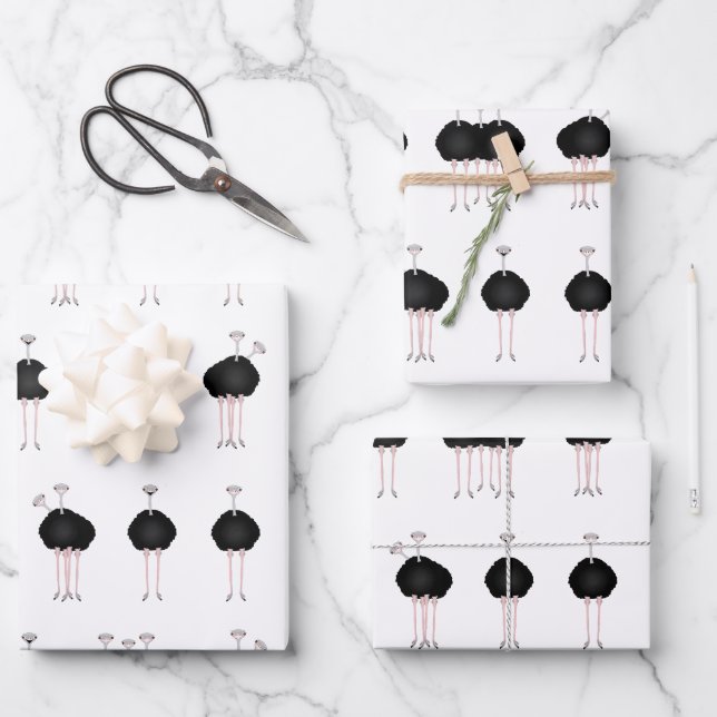 Ostriches Wrapping Paper Sheets (Front)