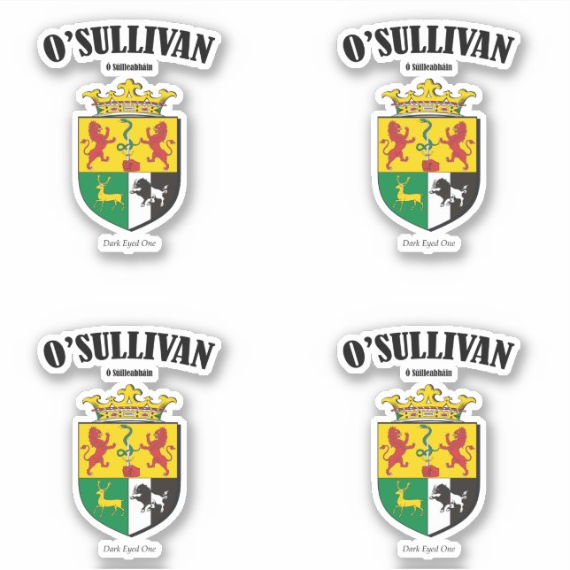 O'Sullivan Crest Irish Translation & Meaning (x4) (Front)
