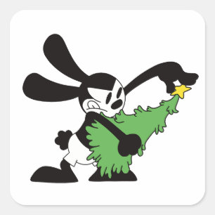 Oswald The Lucky Rabbit Christmas Tree Square Sticker