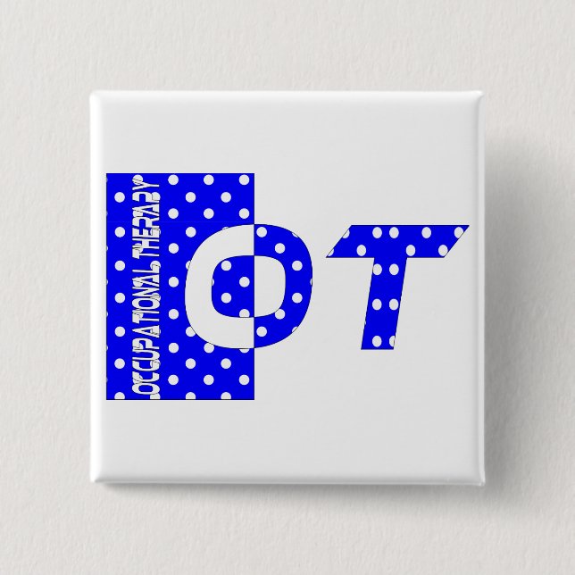 OT blue and white 2 Inch Square Button (Front)