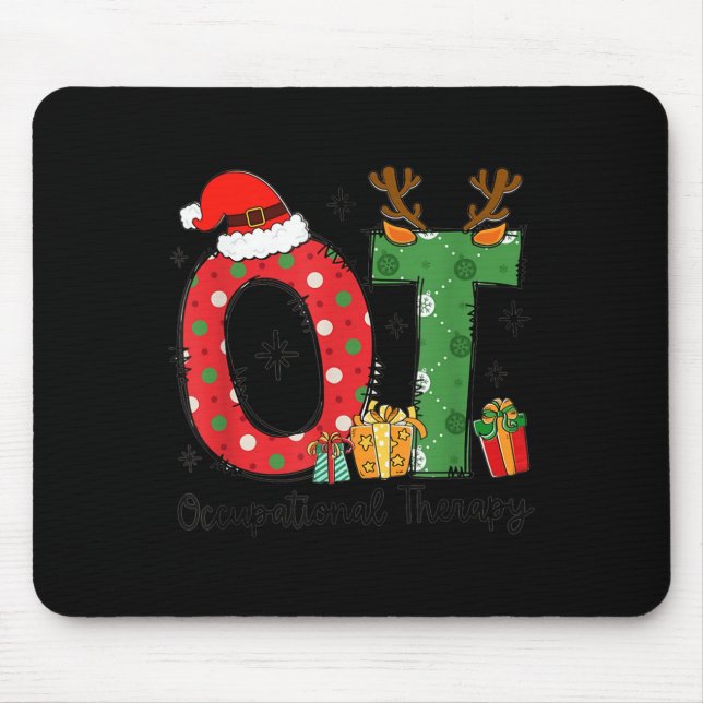 Ot Christmas Occupational Therapy Therast Merry Ot Mouse Pad (Front)