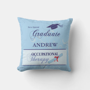OT Graduation Congrats Blue Swirls, Square Pillow
