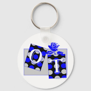 ot letter blocks blue and gray keychain