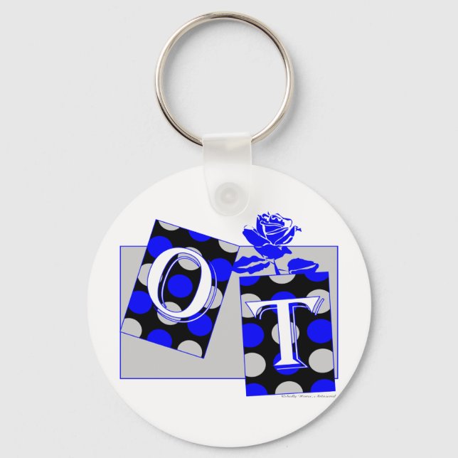 ot letter blocks blue and gray keychain (Front)