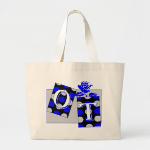 ot letter blocks blue and grey large tote bag