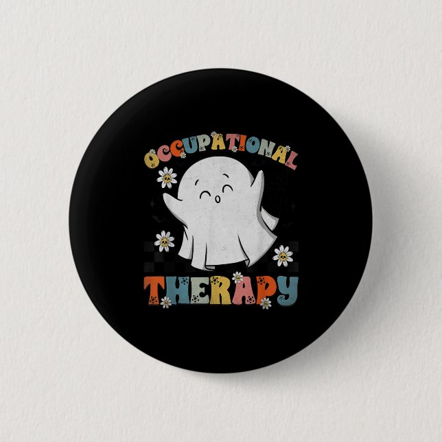 Ot Occupational Therapy Halloween Retro Ghost Ot H 2 Inch Round Button (Front)