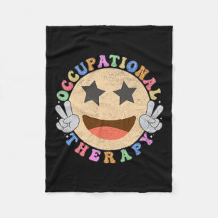 Ot Occupational Therapy Hippie Smile Face Flowers  Fleece Blanket