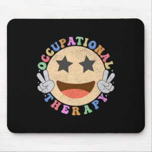 Ot Occupational Therapy Hippie Smile Face Flowers  Mouse Pad
