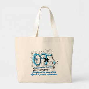 ot puzzle aqua large tote bag