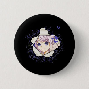 Otaku Anime Girl Kawaii Hearts Love Cute Manga 2 Inch Round Button