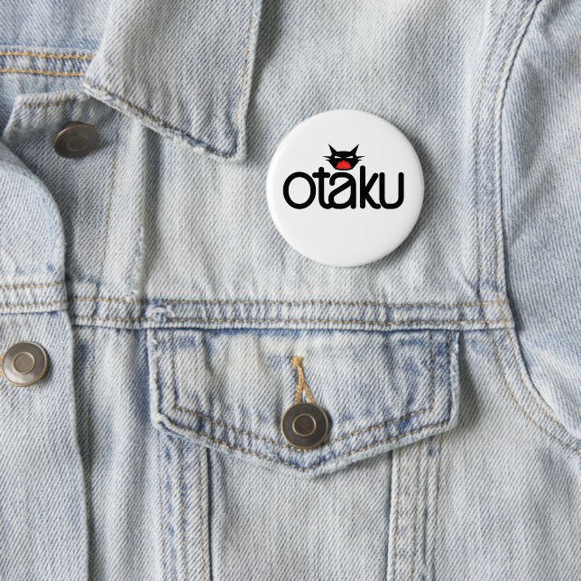 Otaku Cat Funny Slogan 2 Inch Round Button (In Situ)