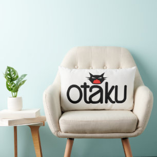 Otaku Cat Funny Slogan Lumbar Pillow