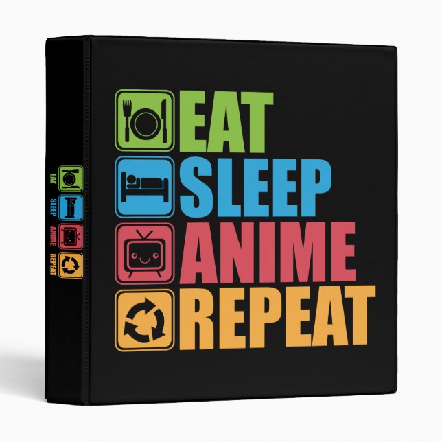 Otaku - Eat, Sleep, Anime, Repeat - Manga, Funny Binder (Front/Spine)