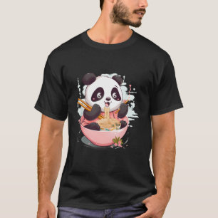 Otaku Kawaii Anime Panda Eat Japanese Ramen Noodle T-Shirt