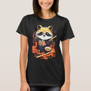 Otaku Raccoon Eat Japanese Food Ramen Noodles 2 T-Shirt