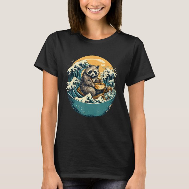 Otaku   Raccoon Eat Japanese Food Ramen Noodles 6 T-Shirt (Front)
