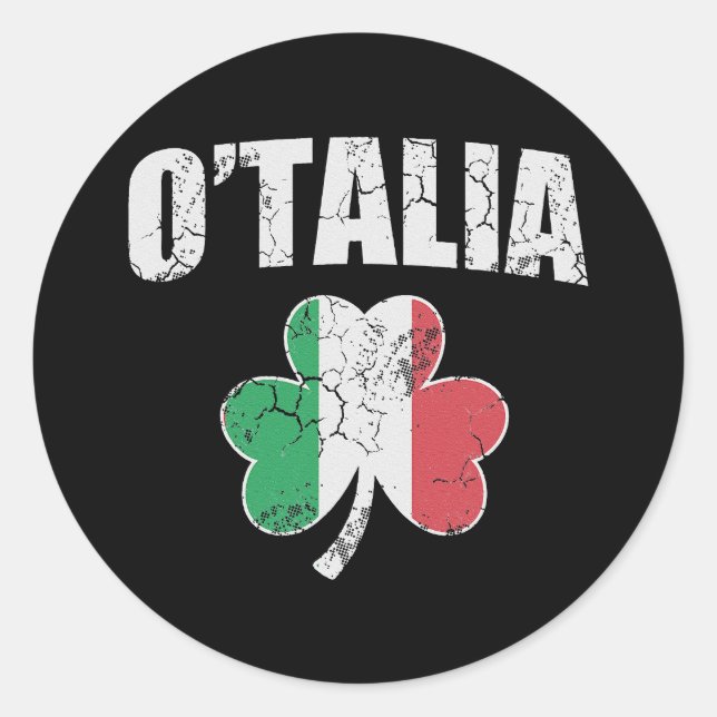 O'talia Italian Italy Flag Irish St Patrick's Day Classic Round Sticker (Front)