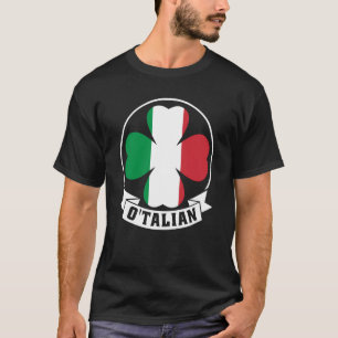 O'Talian Saint Patrick With Irish & Italia Flag on T-Shirt