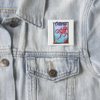 Otaru Japan Squid travel poster 2 Inch Square Button