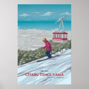 Otaru Tenguyama Japan Ski Resort Travel Poster