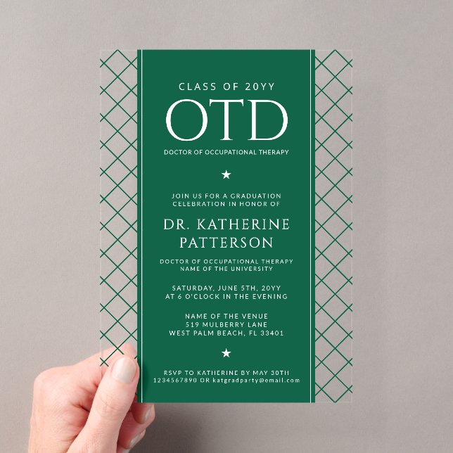 OTD Doctor of Occupational Therapy Graduation Acrylic Invitations (Insitu (Handheld))