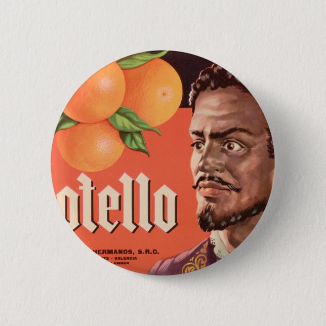 Otello Orange Label 2 Inch Round Button (Front)