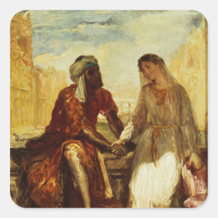 Othello and Desdemona in Venice, 1850 Square Sticker