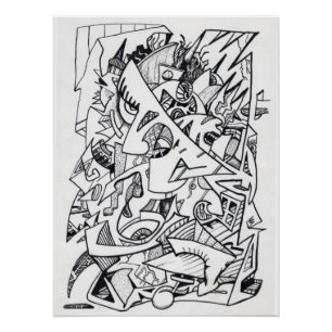 Other Planes of Here, ink drawing Glossy Poster