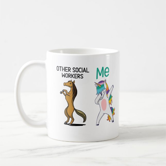 Other Social Workers Vs Me Mug, Dabbing Unicorn  Coffee Mug (Left)