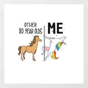 Other Unicorn 80 Year Olds Birthday And Me Gift Fo Window Cling
