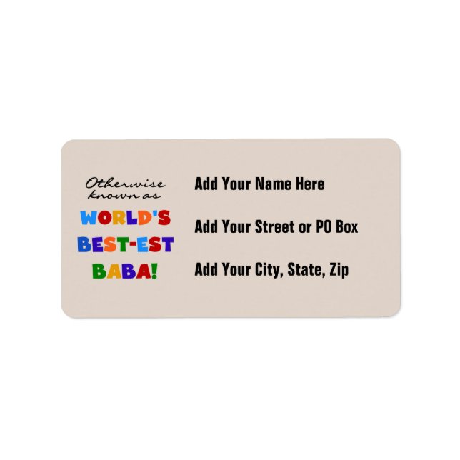 Otherwise Known as Best-est Baba T-shirts and Gift Label (Front)