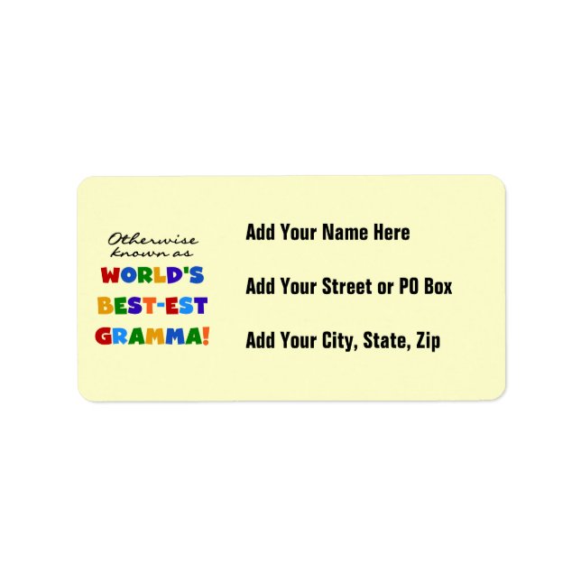Otherwise Known as Best-est Gramma T-shirts Label (Front)