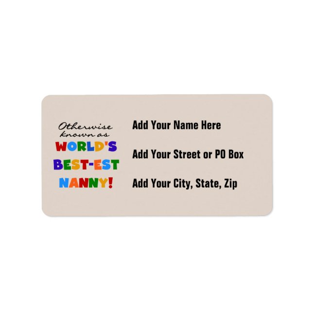 Otherwise Known as Best-est Nanny Gifts Label (Front)