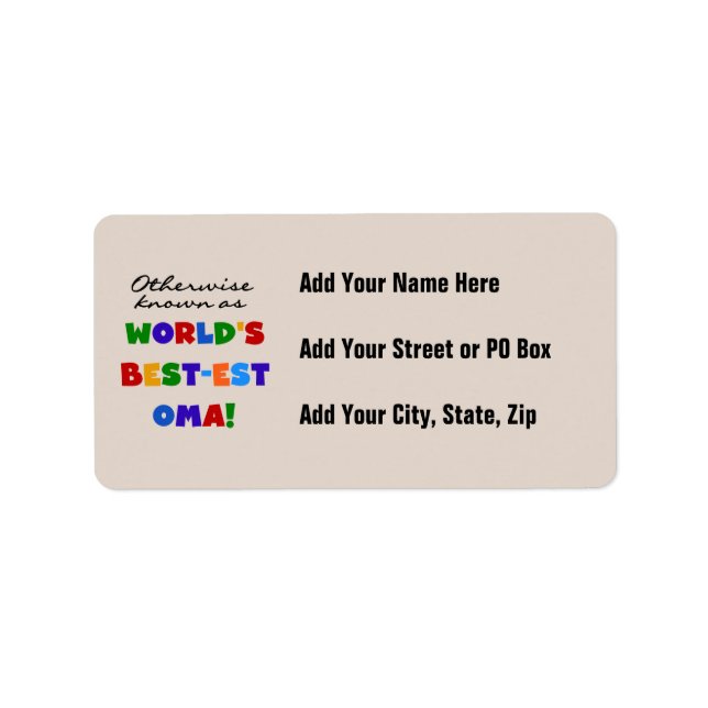 Otherwise Known as Best-est Oma Tshirts and Gifts Label (Front)