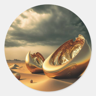 Otherworld Relics – Surreal Desert Sculpture Classic Round Sticker