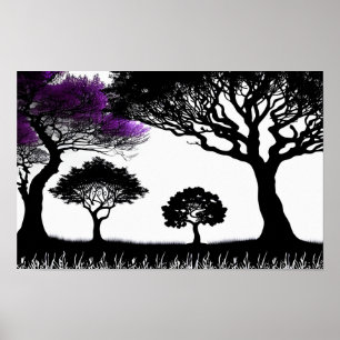 Otherworldly Black and White with Surreal Purple Poster