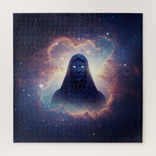 Otherworldly Spirit with Glowing Eyes in Universe Jigsaw Puzzle